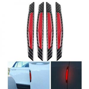 4pcs Red Car Wheel Rim Reflective Warning Strip Sticker Safety Protective Decal