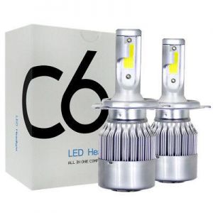 2x COB H4 C6 7600LM 72W LED Car Headlight Kit Hi/Lo Turbo Light Bulbs 6000K