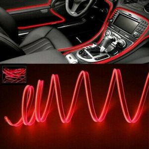 גאג׳דטים לרכב תאורה לרכב Red LED Auto Car Interior Decor Atmosphere Wire Strip Light Lamp Accessories 12V