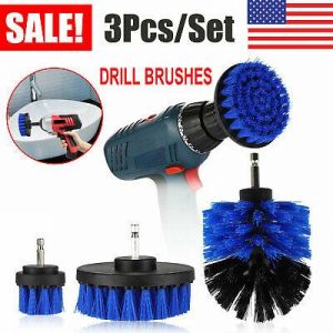 3pcs Car Wash Brush Hard Bristle Drill Auto Detailing Cleaning Tools Nylon Blue