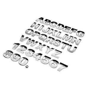 (0-9 A-Z) 3D DIY Metallic Alphabet Sticker Car Emblem Letter Silver Badge Decal