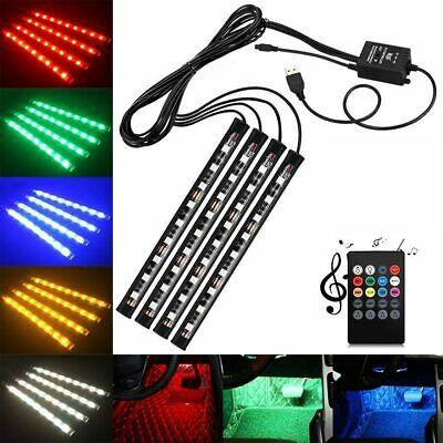 FREE PALESTINE תאורה לרכב 4PCS Car USB 36 LED RGB Lights Strip Interior Atmosphere Neon Lamp + IR Remote